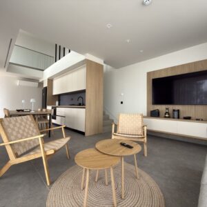 Villa 1 in Vourvourou, Halkidiki, featuring a private pool, modern design, and panoramic sea views.